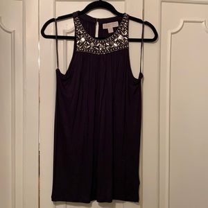 Michael Kors black tank w/silver beading. Sz small